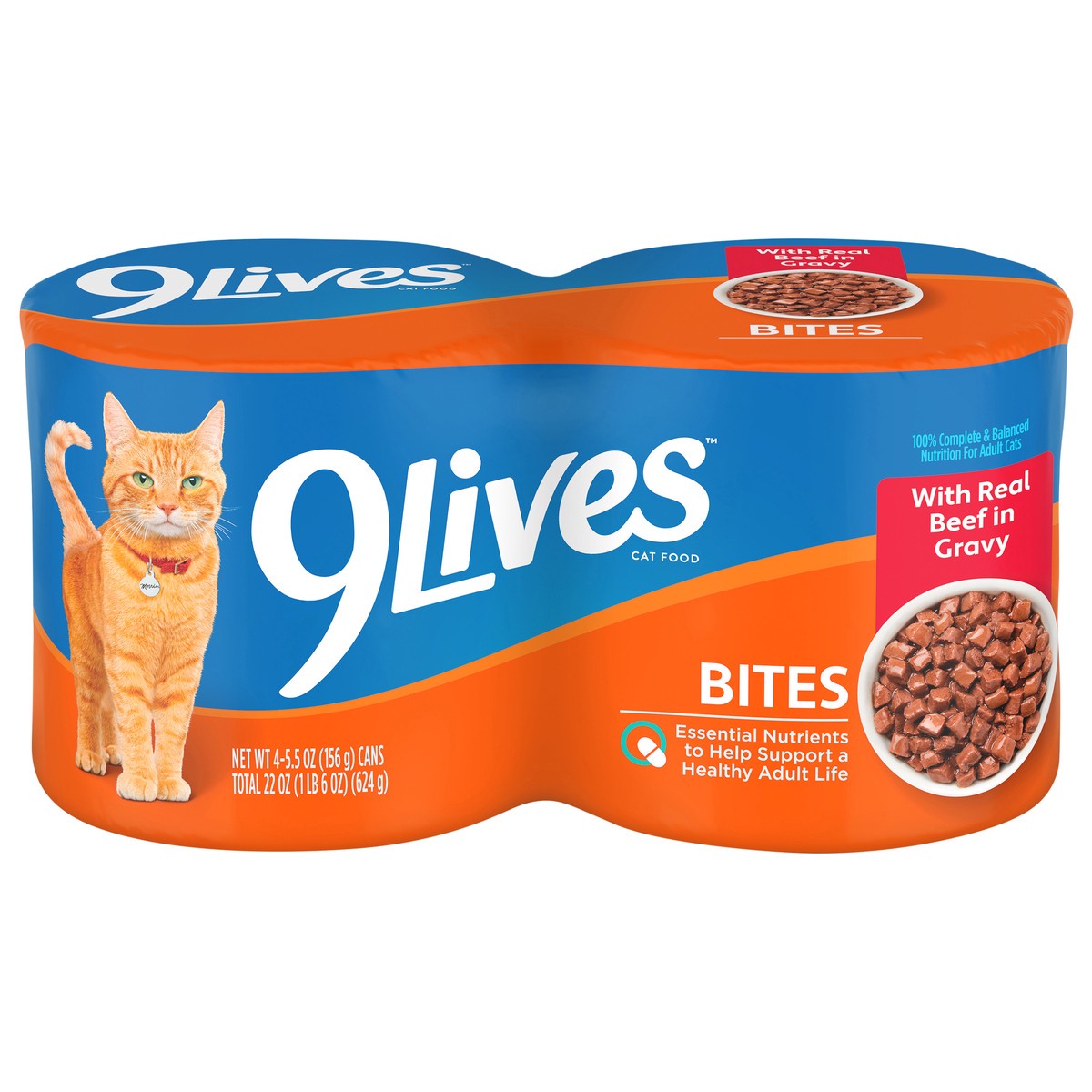 slide 7 of 15, 9 Lives Bites Beef In Gravy Cat Food - 4 Count, 4 ct