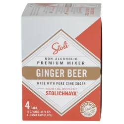 Stoli Ginger Beer Non Alcoholic Mixer, Cans - 4 ct; 8.4 fl oz