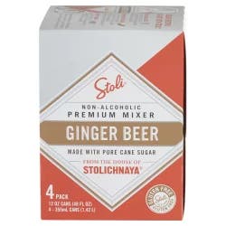 Stoli Ginger Beer Non Alcoholic Mixer, Cans - 4 ct; 8.4 fl oz