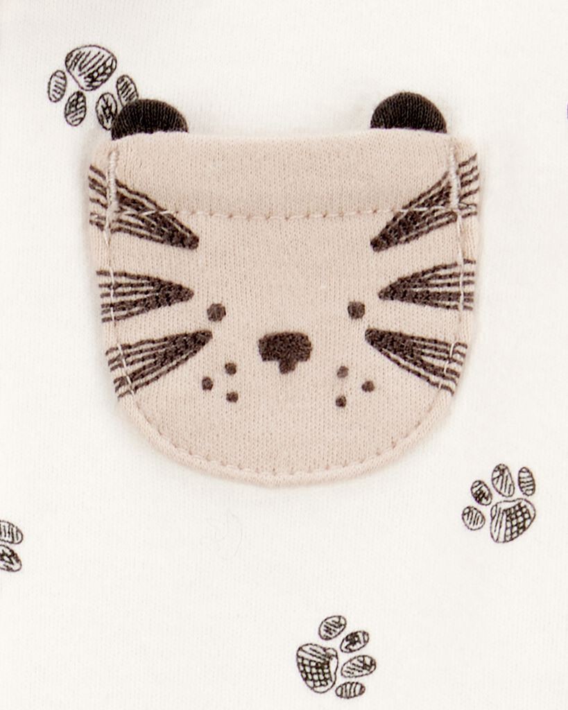 slide 3 of 3, Carter's Carters Baby Tiger Print 2-Way Zip Cotton Sleep & Play Pajamas - Ivory Ivory NB, 1 ct