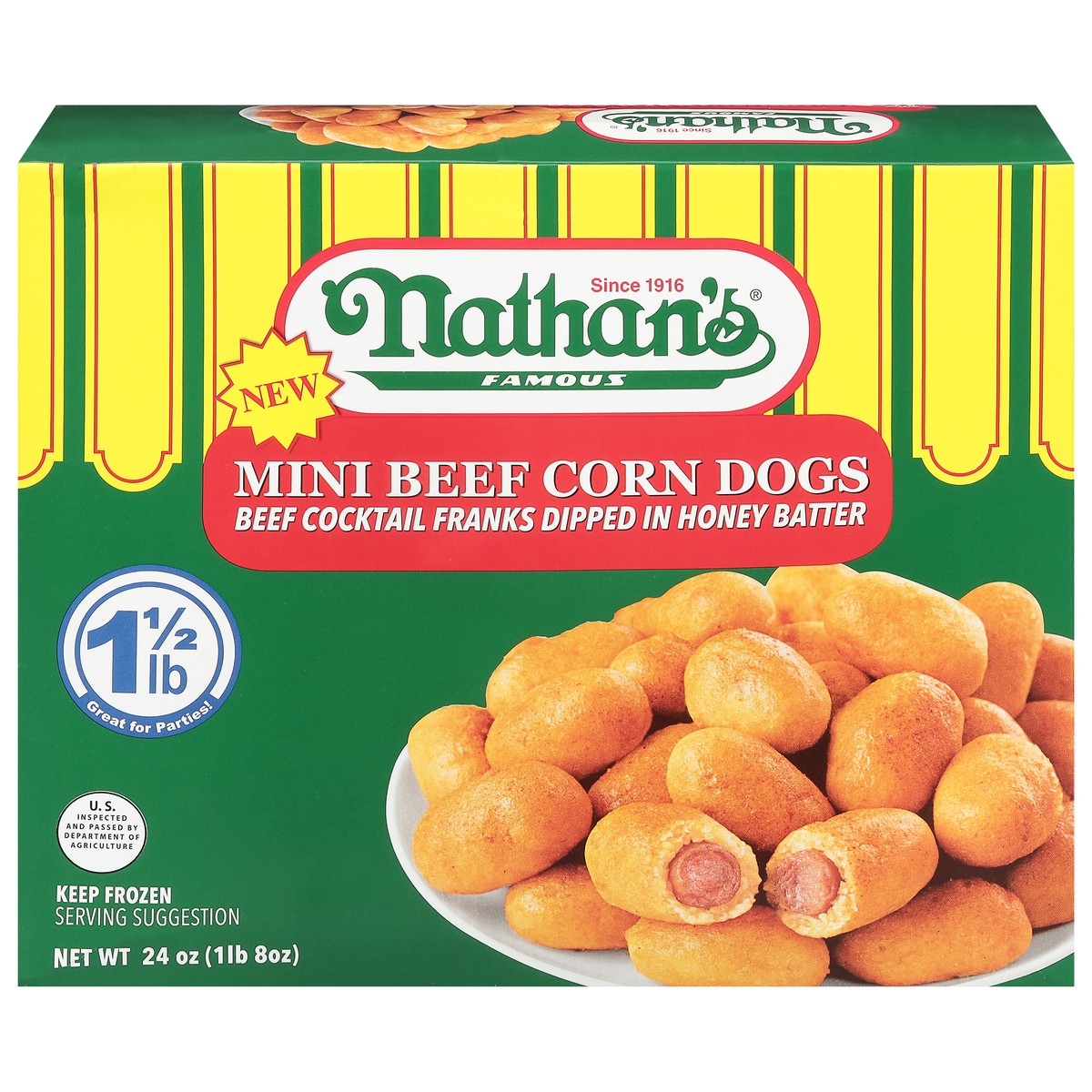 slide 12 of 13, Nathan's Famous Mini Beef Corn Dogs 24 oz, 24 oz