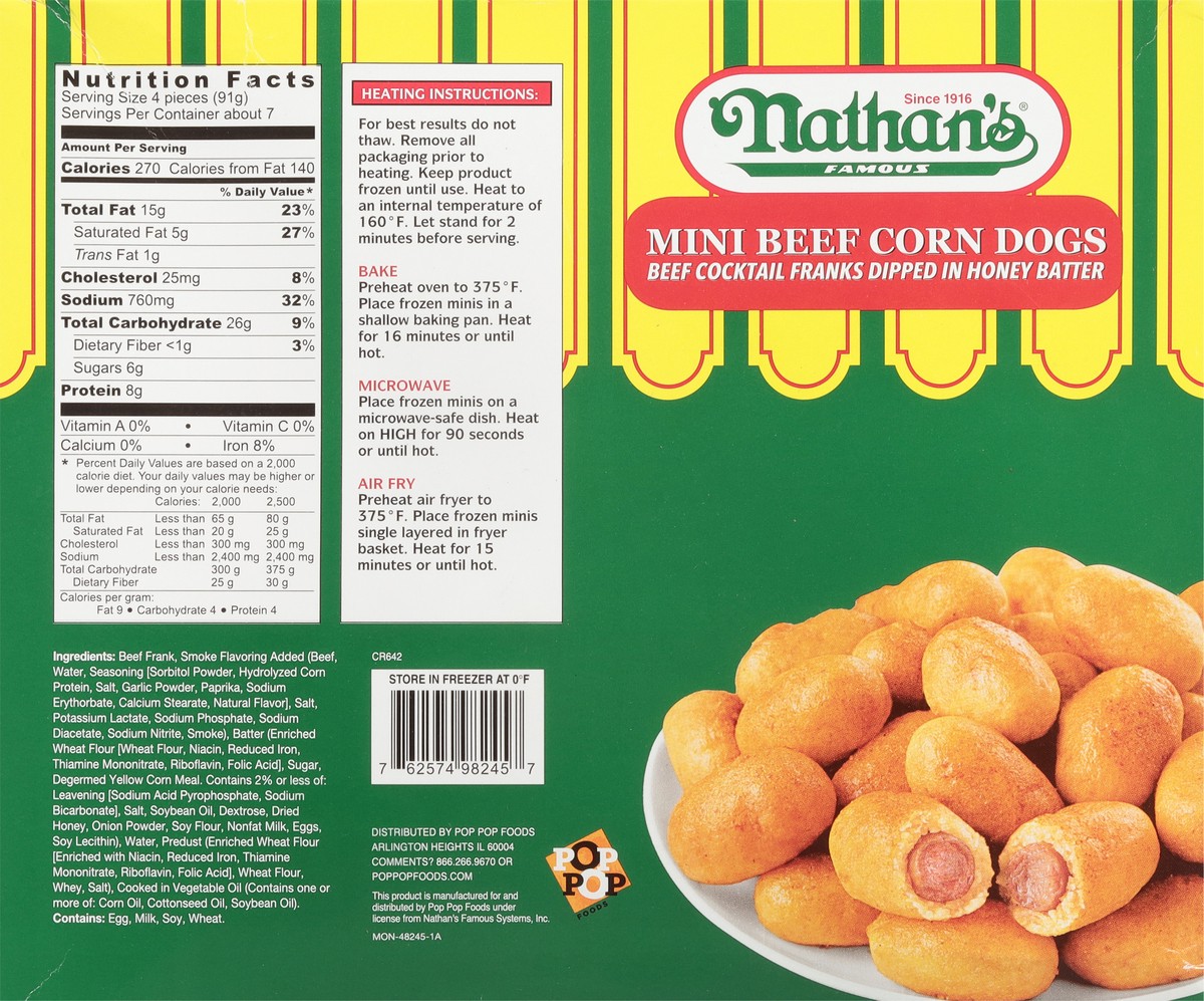 slide 11 of 13, Nathan's Famous Mini Beef Corn Dogs 24 oz, 24 oz