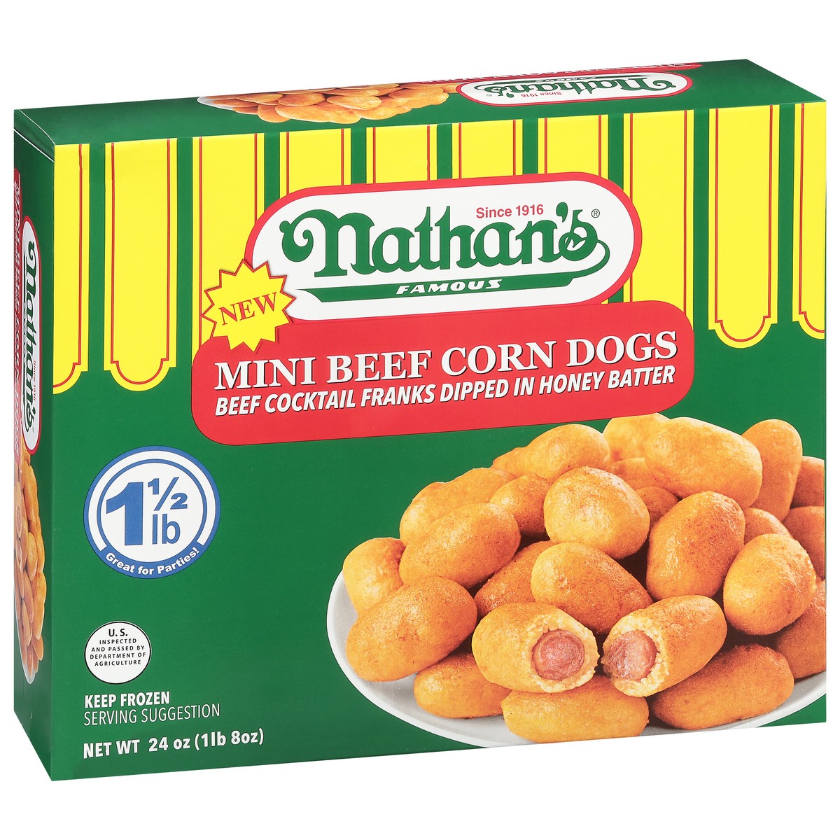 slide 4 of 13, Nathan's Famous Mini Beef Corn Dogs 24 oz, 24 oz