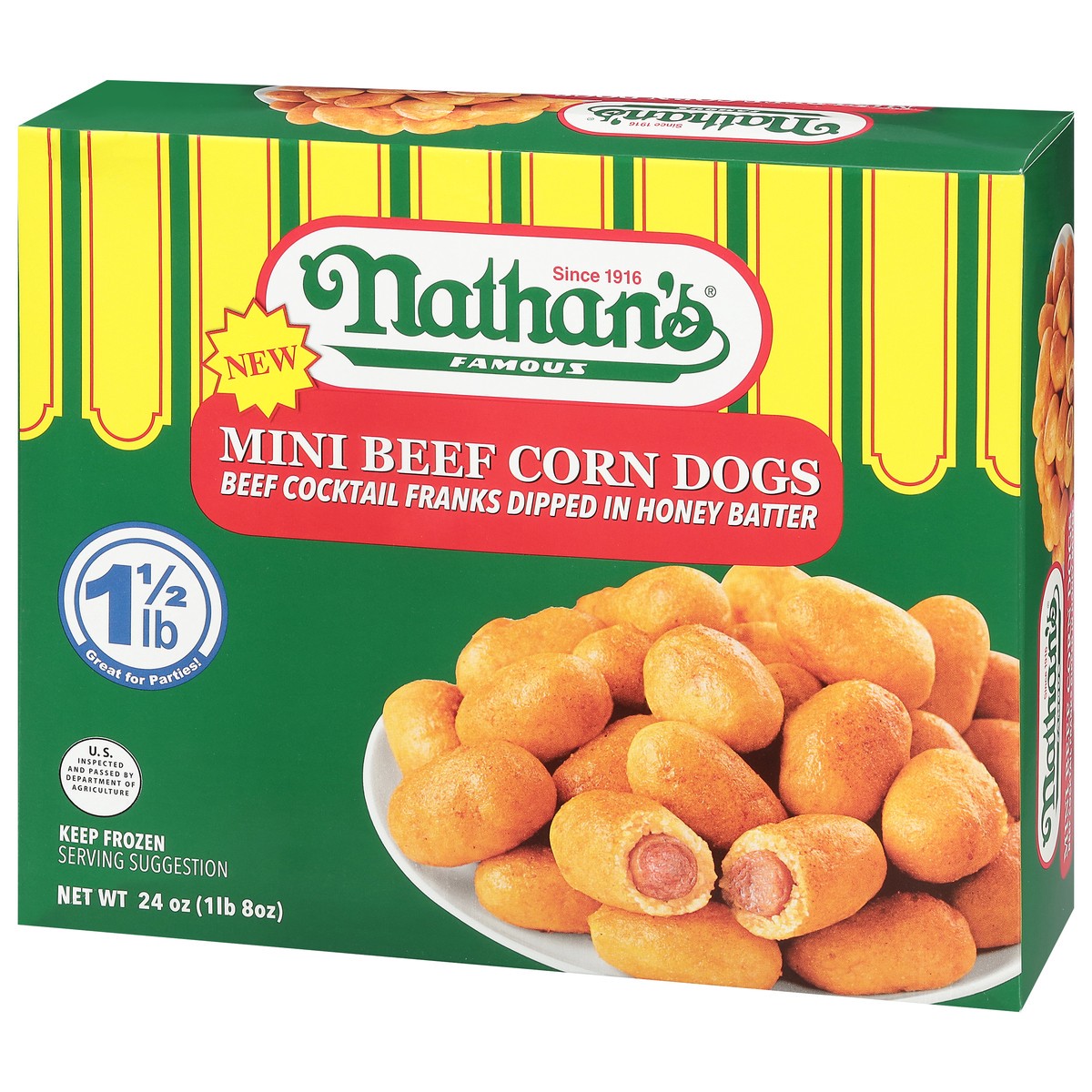 slide 6 of 13, Nathan's Famous Mini Beef Corn Dogs 24 oz, 24 oz