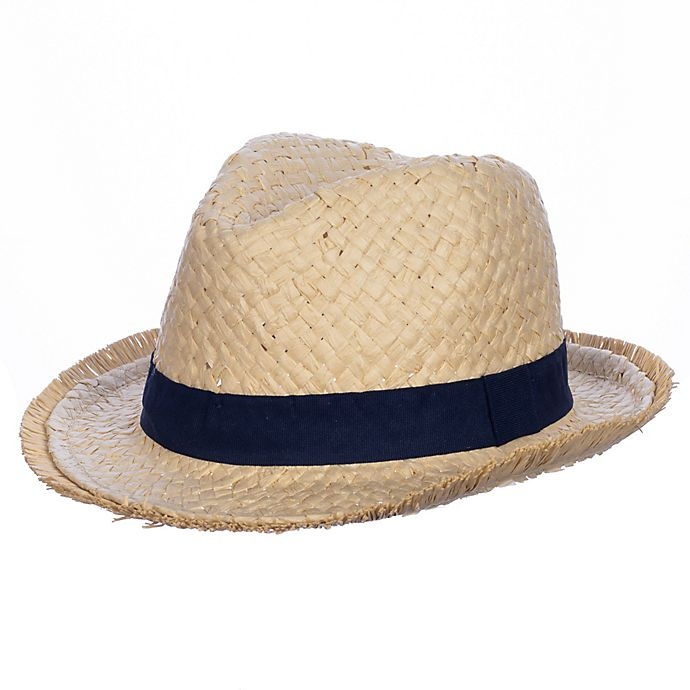 slide 1 of 4, Nolan Originals Toddler paper straw frayed edge fedora hat, 1 ct