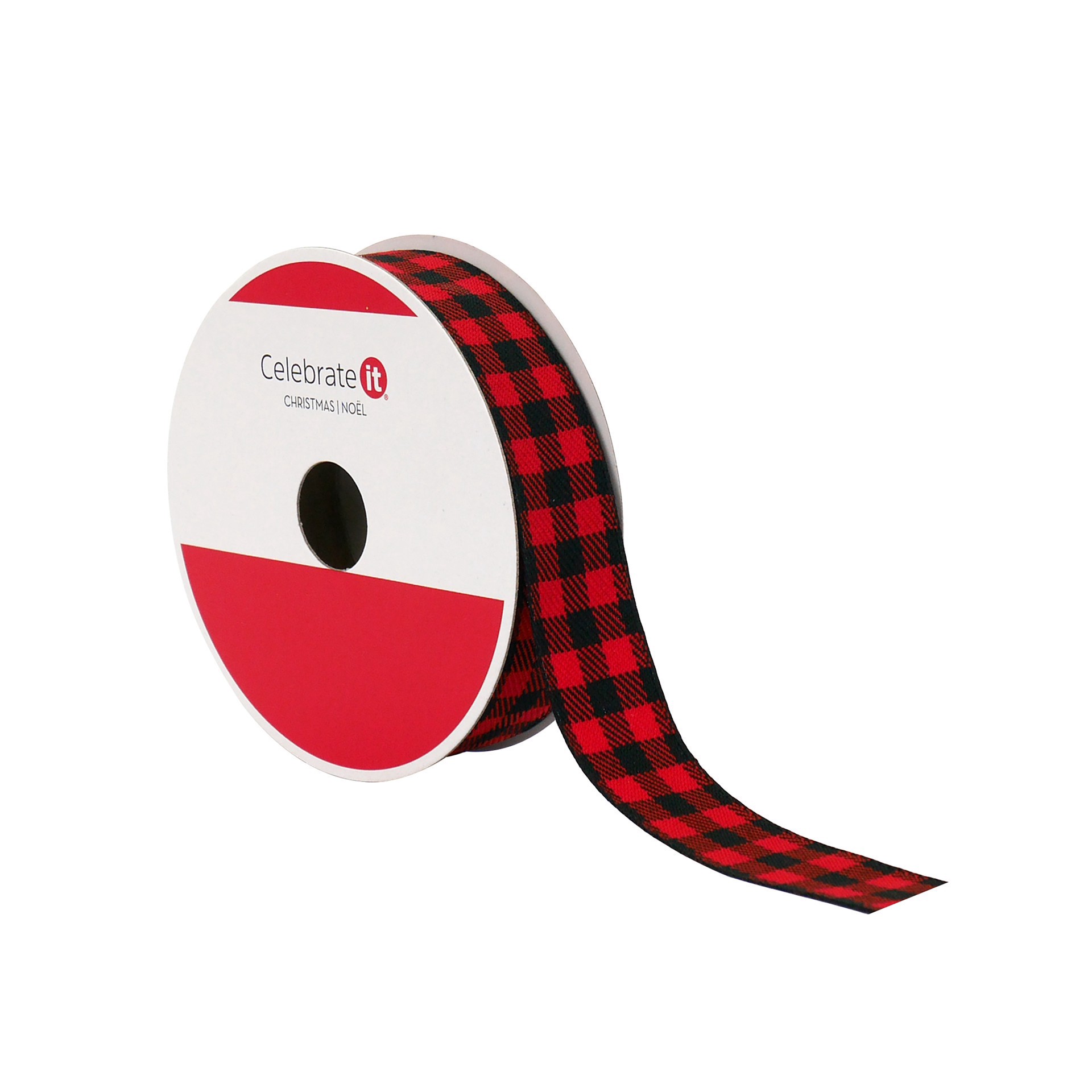 slide 3 of 3, 7/8" X 30ft. Red & Black Buffalo Check Wired Ribbon By Celebrate It, 7/8 in x 30 ft