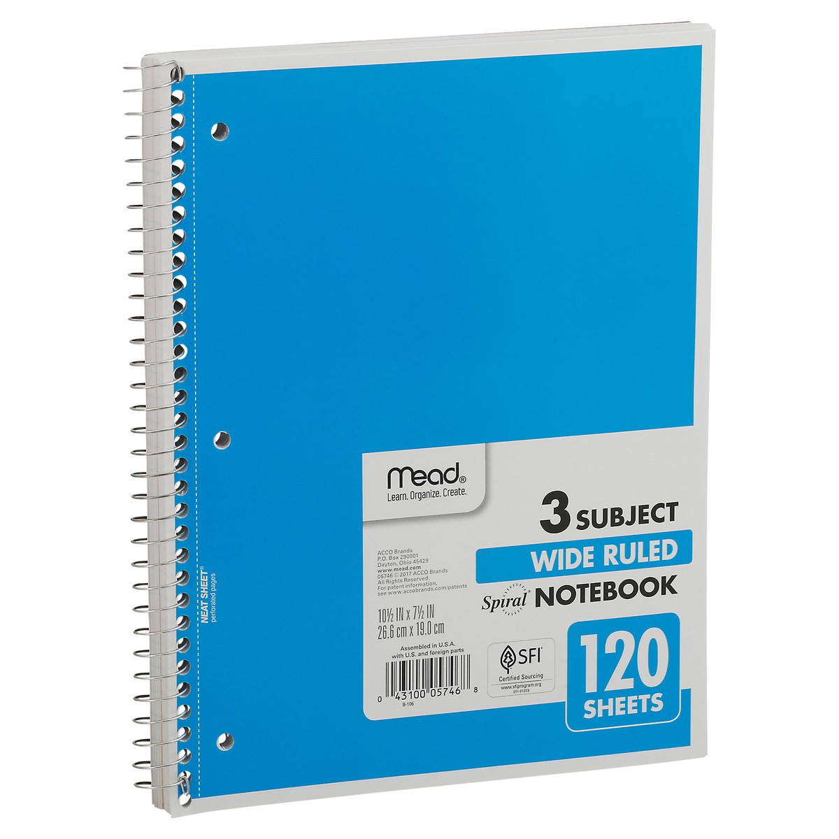 slide 8 of 9, Mead 3 Subject Wide Ruled Spiral Notebook Packed, Unspecified 120 ea, 120 ct