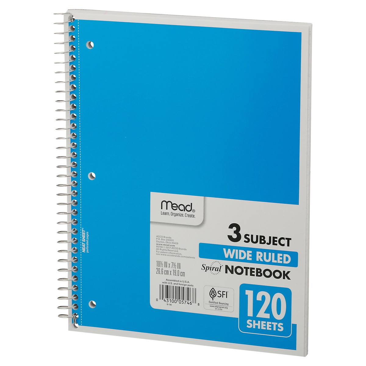 slide 2 of 9, Mead 3 Subject Wide Ruled Spiral Notebook Packed, Unspecified 120 ea, 120 ct