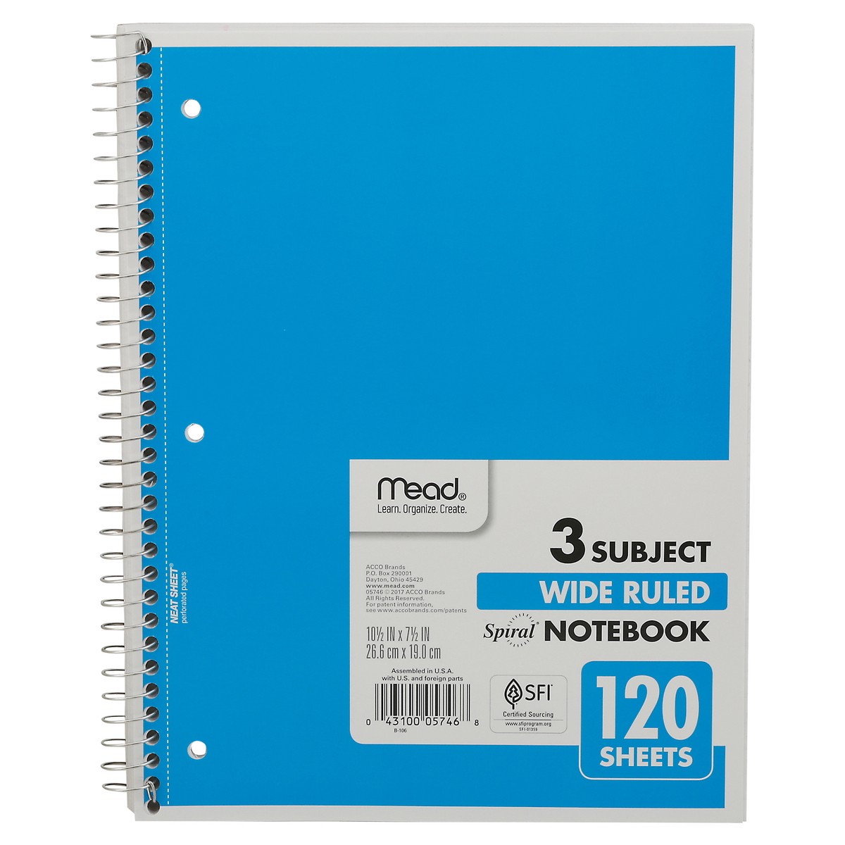 slide 4 of 9, Mead 3 Subject Wide Ruled Spiral Notebook Packed, Unspecified 120 ea, 120 ct