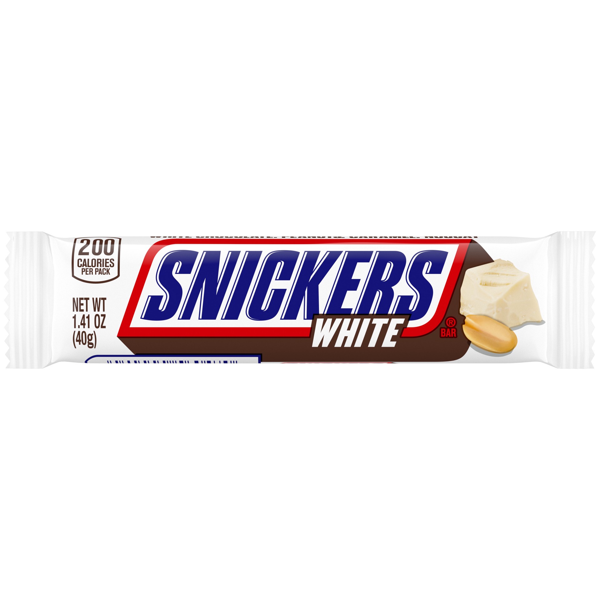 slide 1 of 5, SNICKERS Candy White Chocolate Bar, Full Size, 1.41 oz, 1.41 oz