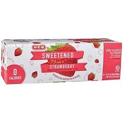 H-E-B Sweetened Strawberry Sparkling Water 12 pk Cans