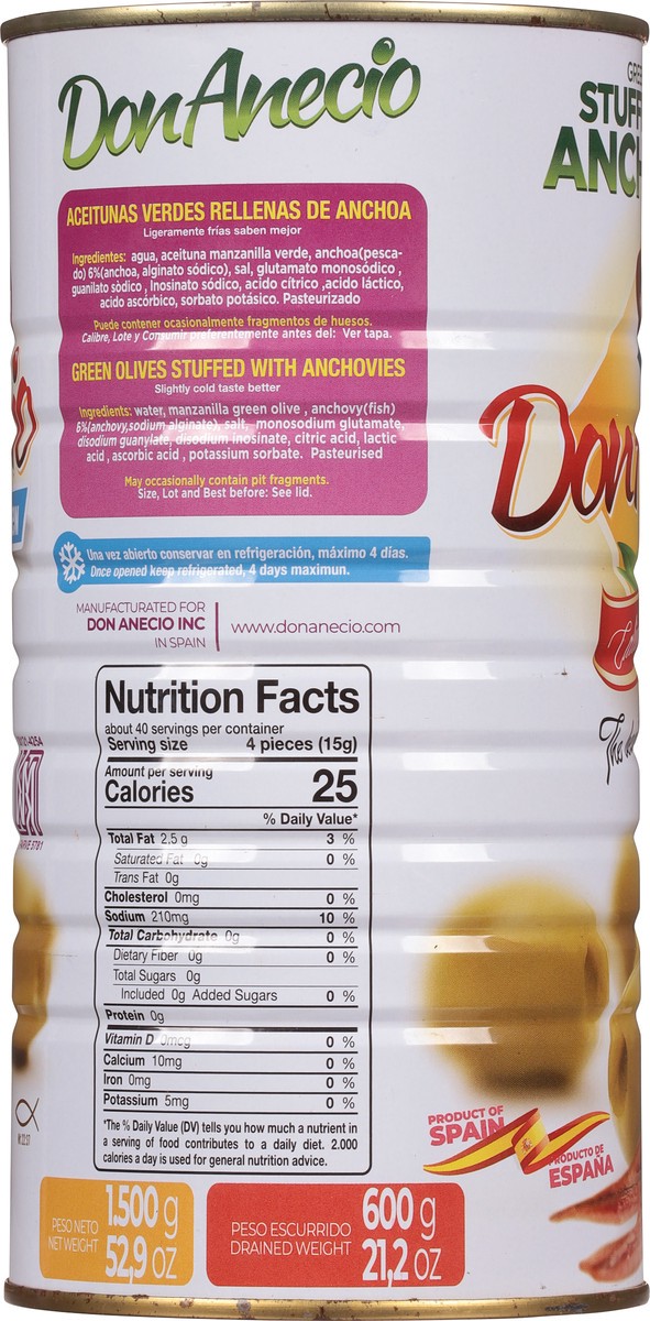 slide 10 of 14, Don Anecio Stuffed with Anchovies Green Olives - 52.90 fl oz, 52.90 fl oz