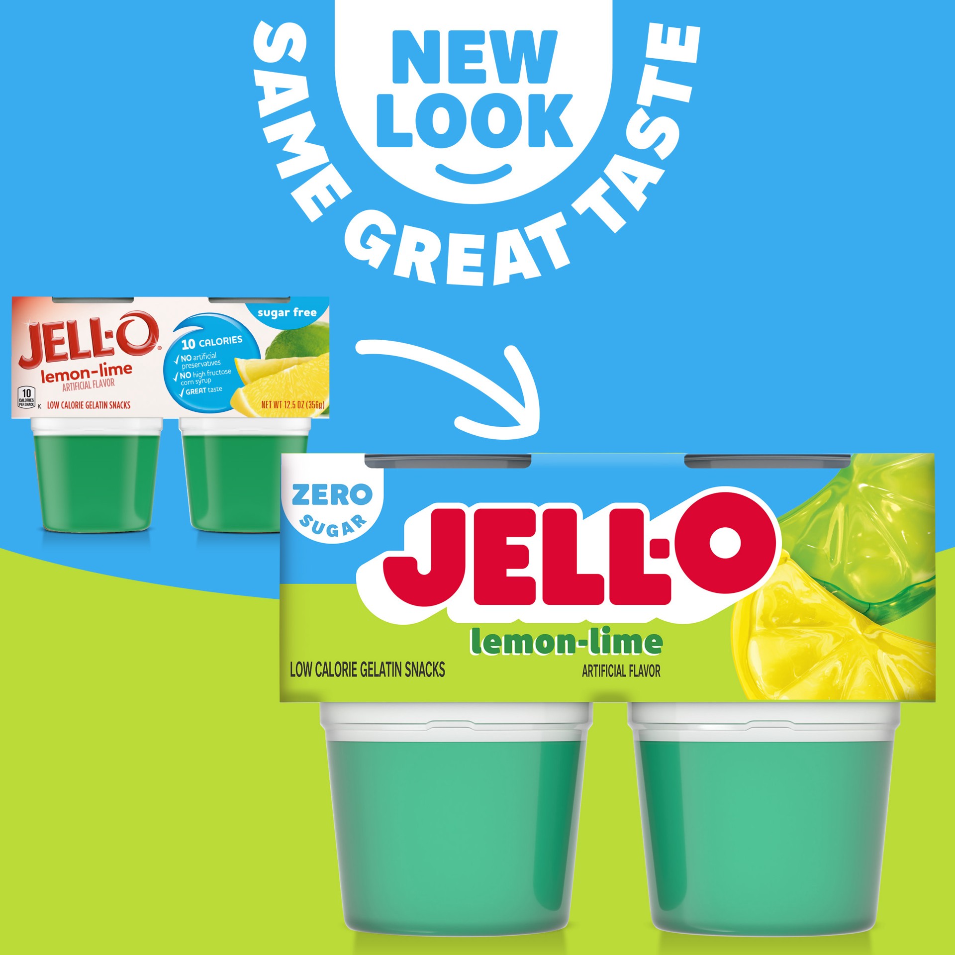slide 2 of 5, Jell-O Lemon-Lime Artificially Flavored Zero Sugar Ready-to-Eat Gelatin Snack Cups, 4 ct Cups, 12.5 oz
