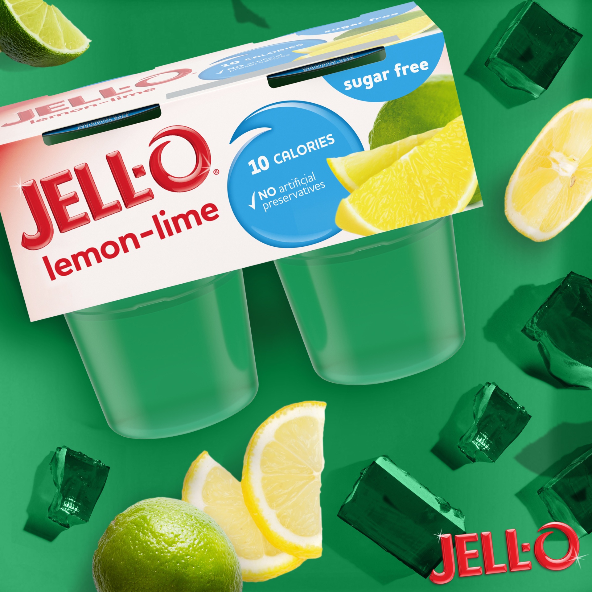 slide 3 of 7, Jell-O Lemon-Lime Sugar Free Ready-to-Eat Jello Cups Gelatin Snack Cups, 4 ct; 12.5 oz