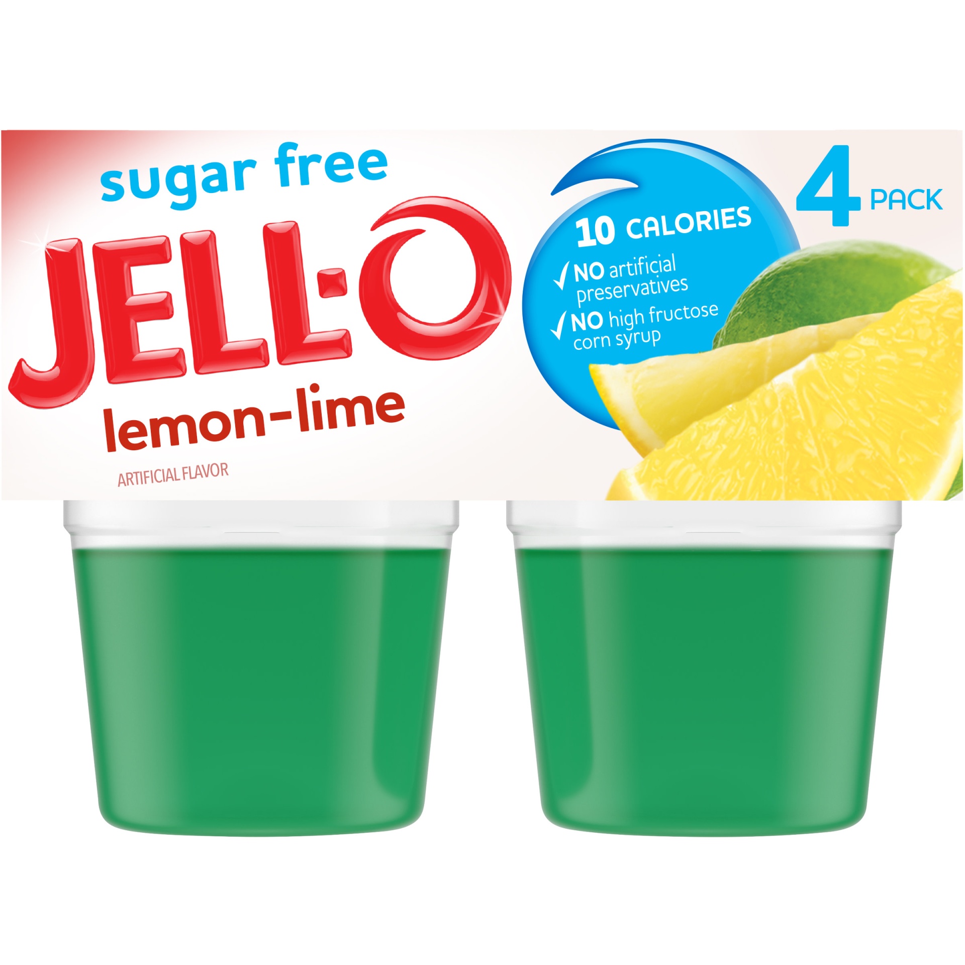 slide 1 of 7, Jell-O Lemon-Lime Sugar Free Ready-to-Eat Jello Cups Gelatin Snack Cups, 4 ct; 12.5 oz