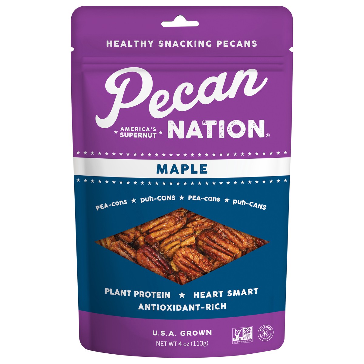 slide 1 of 9, Pecan Nation Maple Snacking Pecans, 4 oz