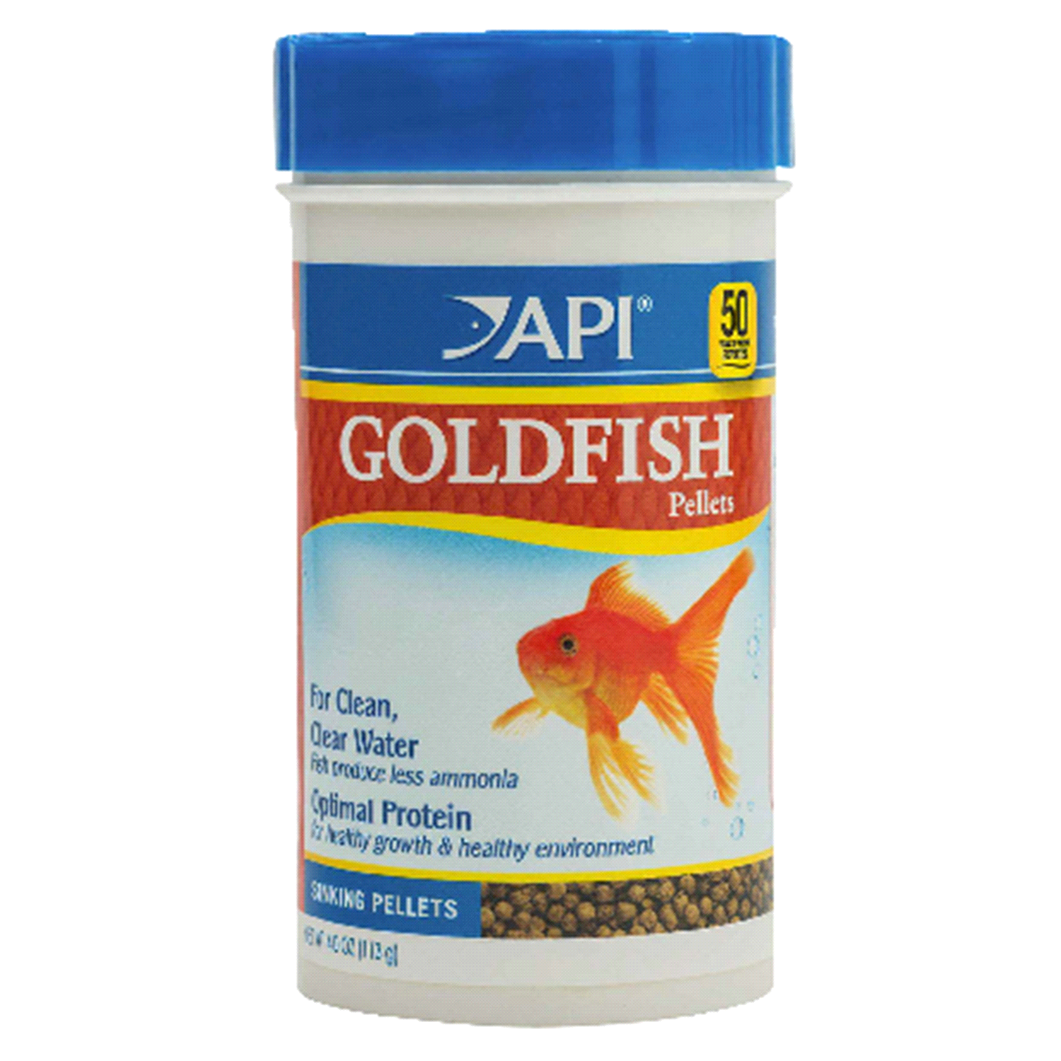 slide 1 of 1, API Goldfish Pellets Fish Food Container, 4 oz
