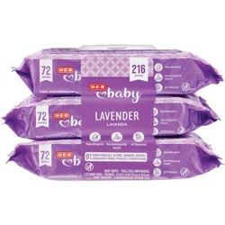 H-E-B Baby Lavender Wipes, 3 Pk