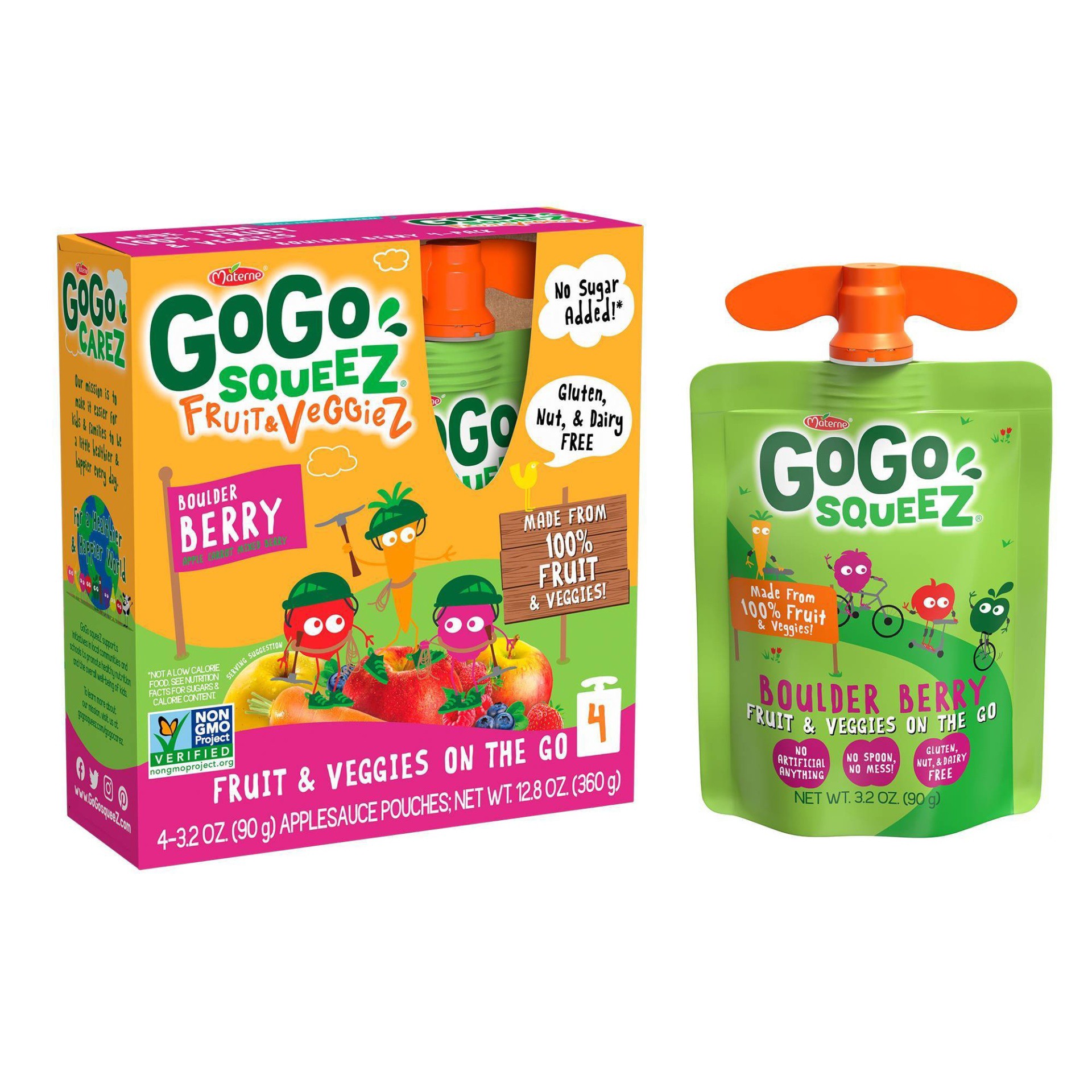 slide 1 of 12, Gogo Squeez Berry Fruit On The Go 4Pk, 12.8 oz