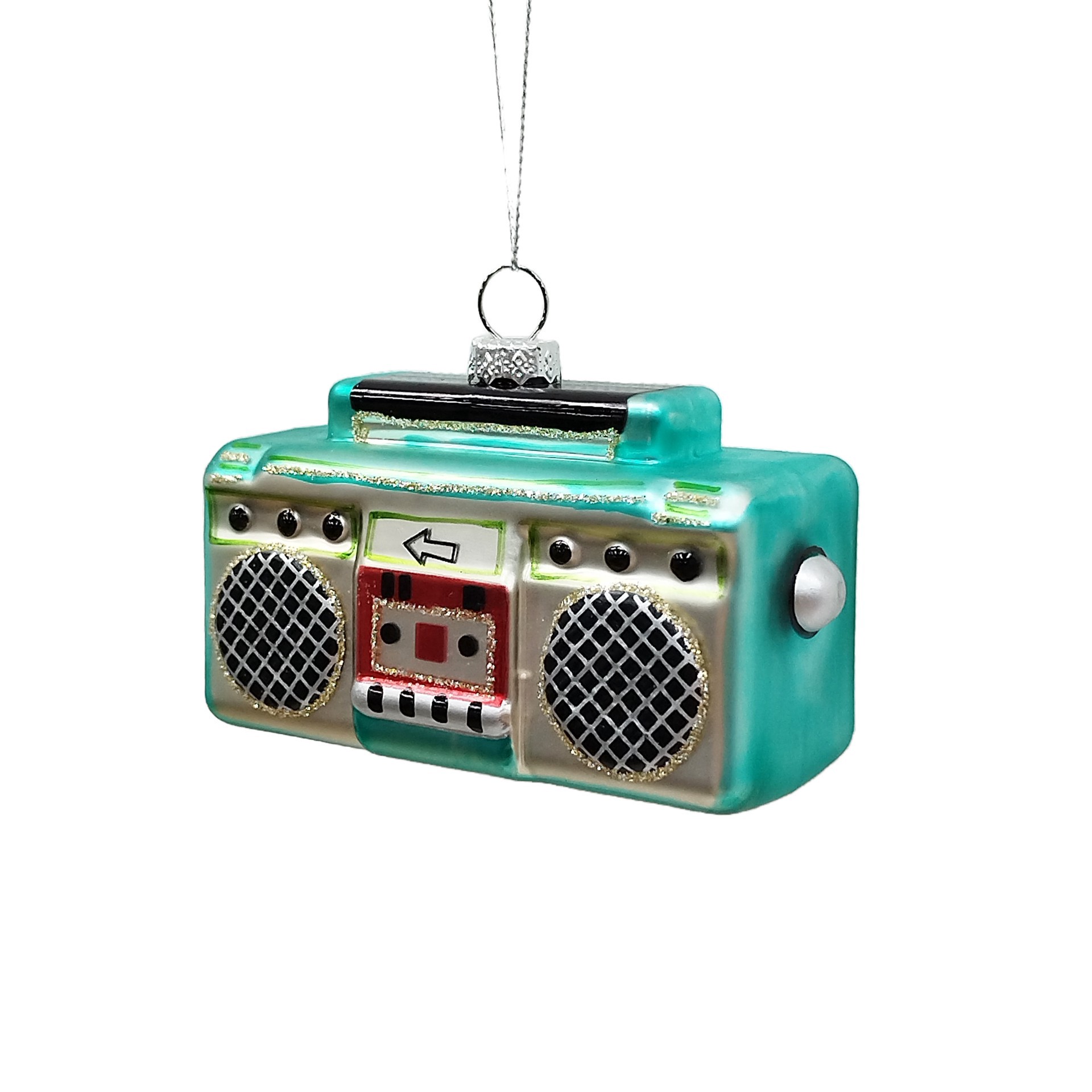 slide 3 of 3, 3.75" Boom Box Glass Ornament By Ashland, 3.75 in