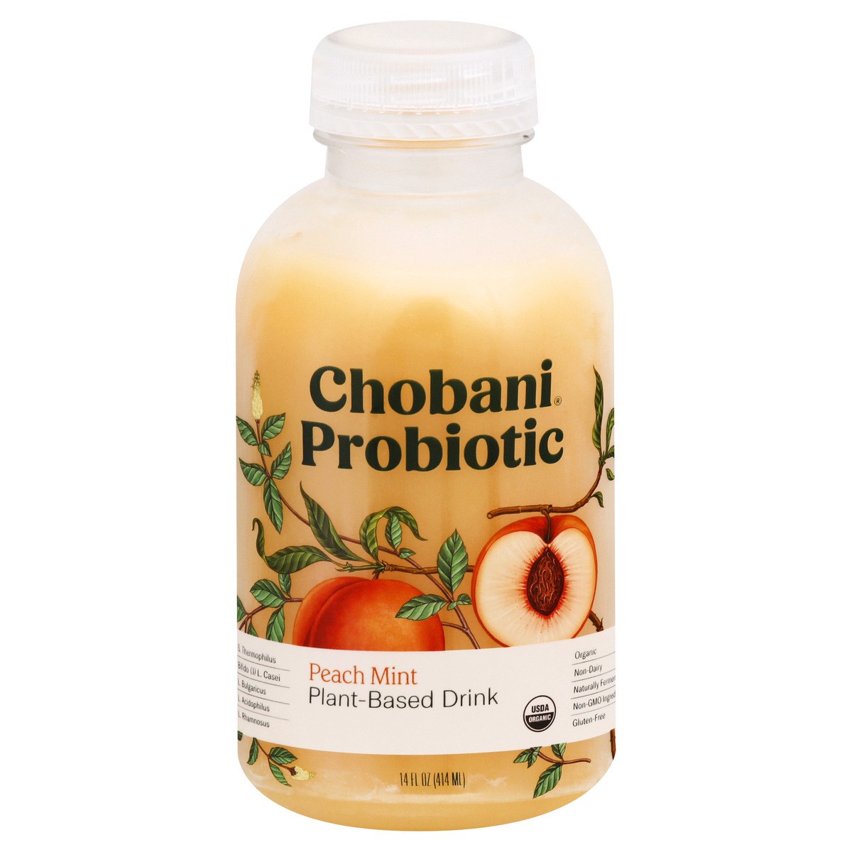 slide 1 of 9, Chobani Peach Probiotic Plant Based Drink, 14 fl oz