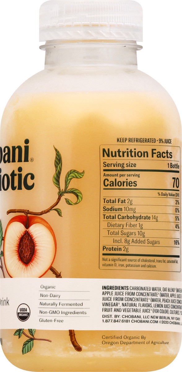 slide 8 of 9, Chobani Peach Probiotic Plant Based Drink, 14 fl oz