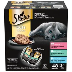 Sheba Perfect Portions Cuts in Gravy Assorted Cat Food Seafood Variety Pack 48 - 37.5 g Packs