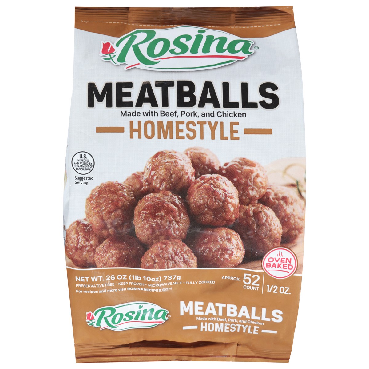 slide 1 of 12, Rosina Homestyle Meatballs 26 oz, 26 oz