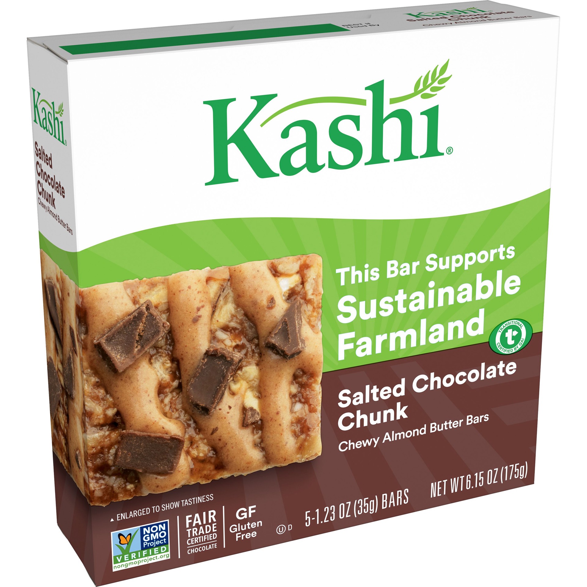 slide 1 of 9, Kashi Chewy Almond Butter Granola Bars, Salted Chocolate Chunk, 5 Ct, 6.15 Oz, Box, 6.15 oz