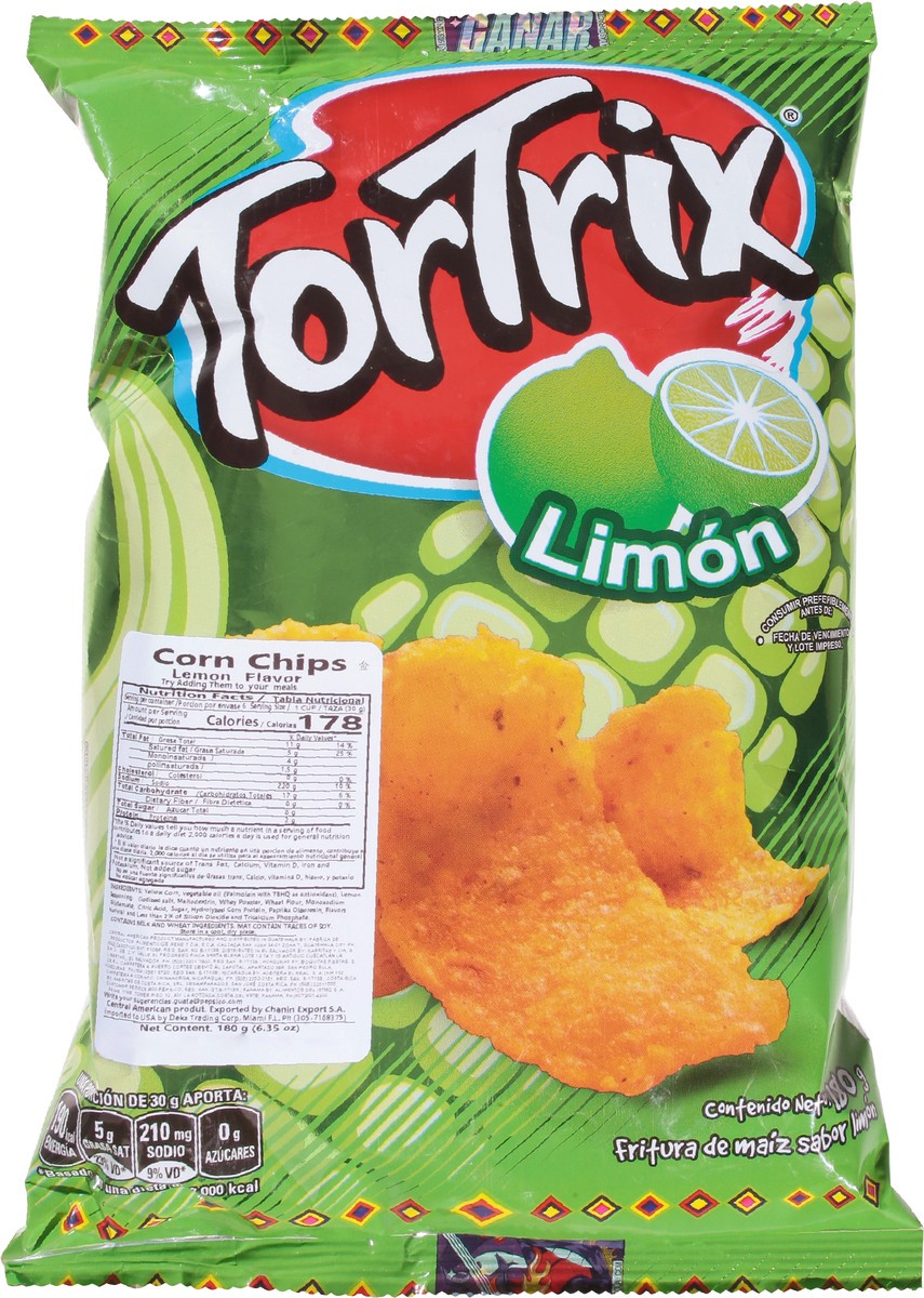 slide 10 of 14, Tortrix Lemon Flavor Corn Chips 180 g, 6.35 oz
