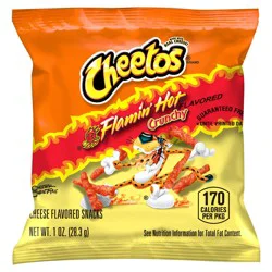 Cheetos Crunchy Cheese Flavored Snacks Flamin' Hot Flavored 1 Oz