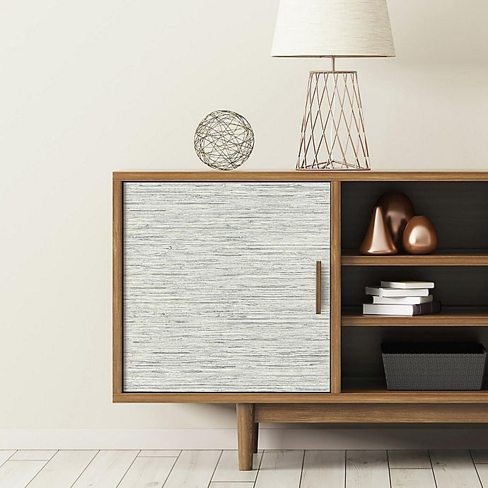 RoomMates Grasscloth Peel & Stick Wallpaper Grey 1 ct Shipt