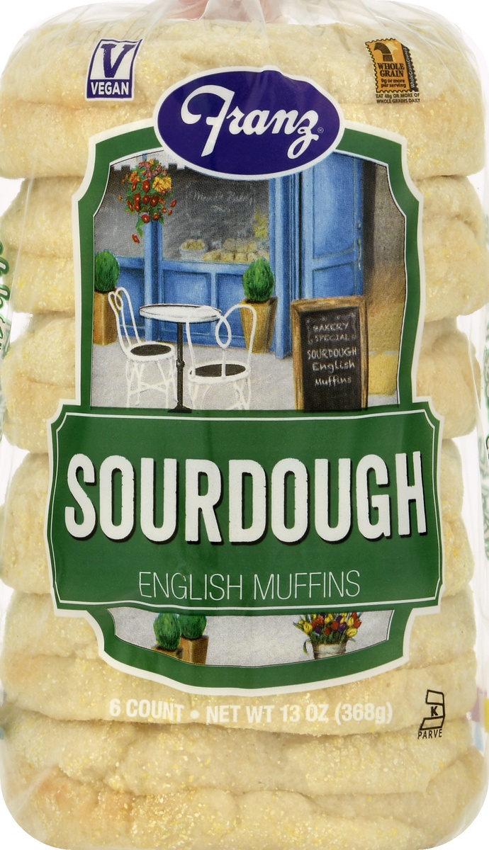 slide 9 of 11, Franz English Muffins Sourdough Extra With Whole Grain, 13 oz