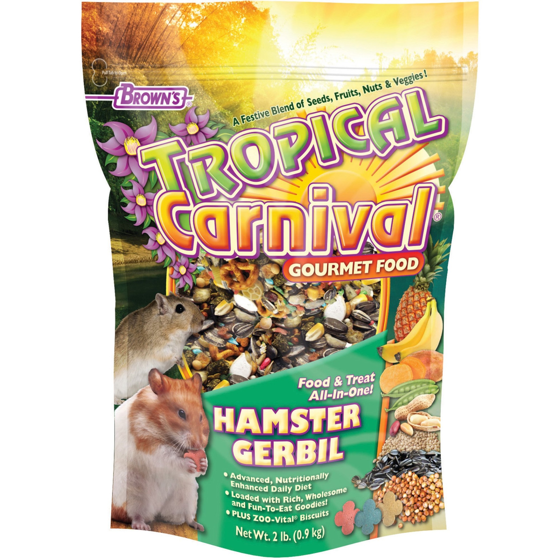 slide 1 of 1, Brown's Tropical Carnival Hamster & Gerbil Food, 2 lb