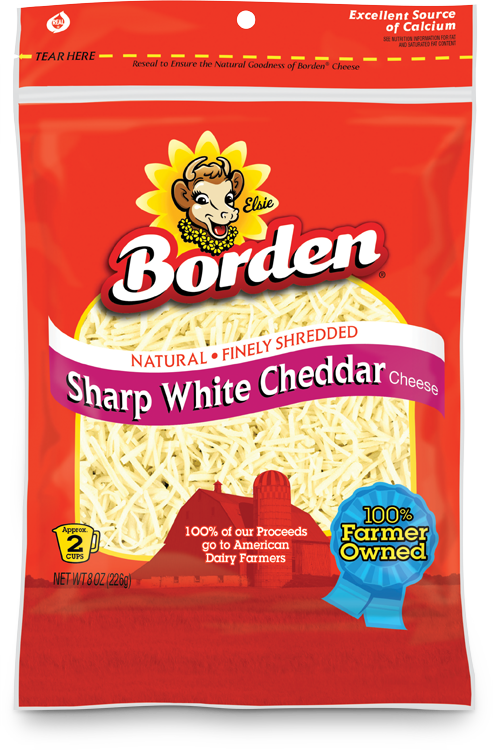 slide 1 of 1, Borden Fine Shred White Cheddar Cheese, 8 oz
