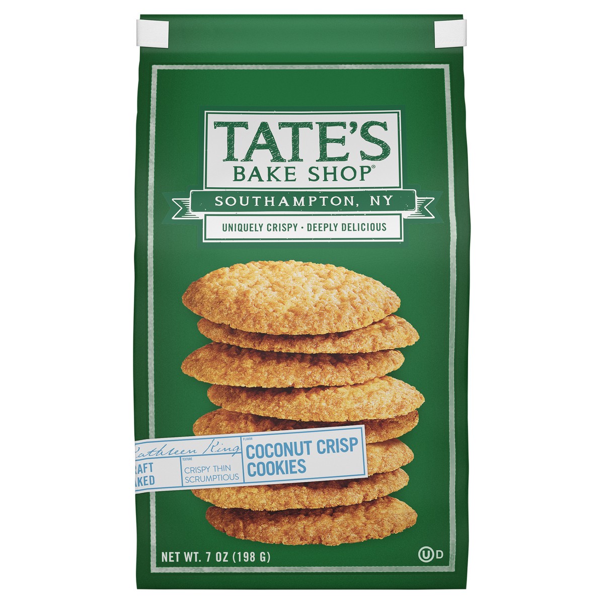 slide 1 of 7, Tate's Bake Shop Tate's Coconut Crisp Cookies, 7 oz