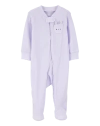 Carter's Baby Bunny 2-Way Zip Ribbed Sleep & Play Pajamas - Purple 3M