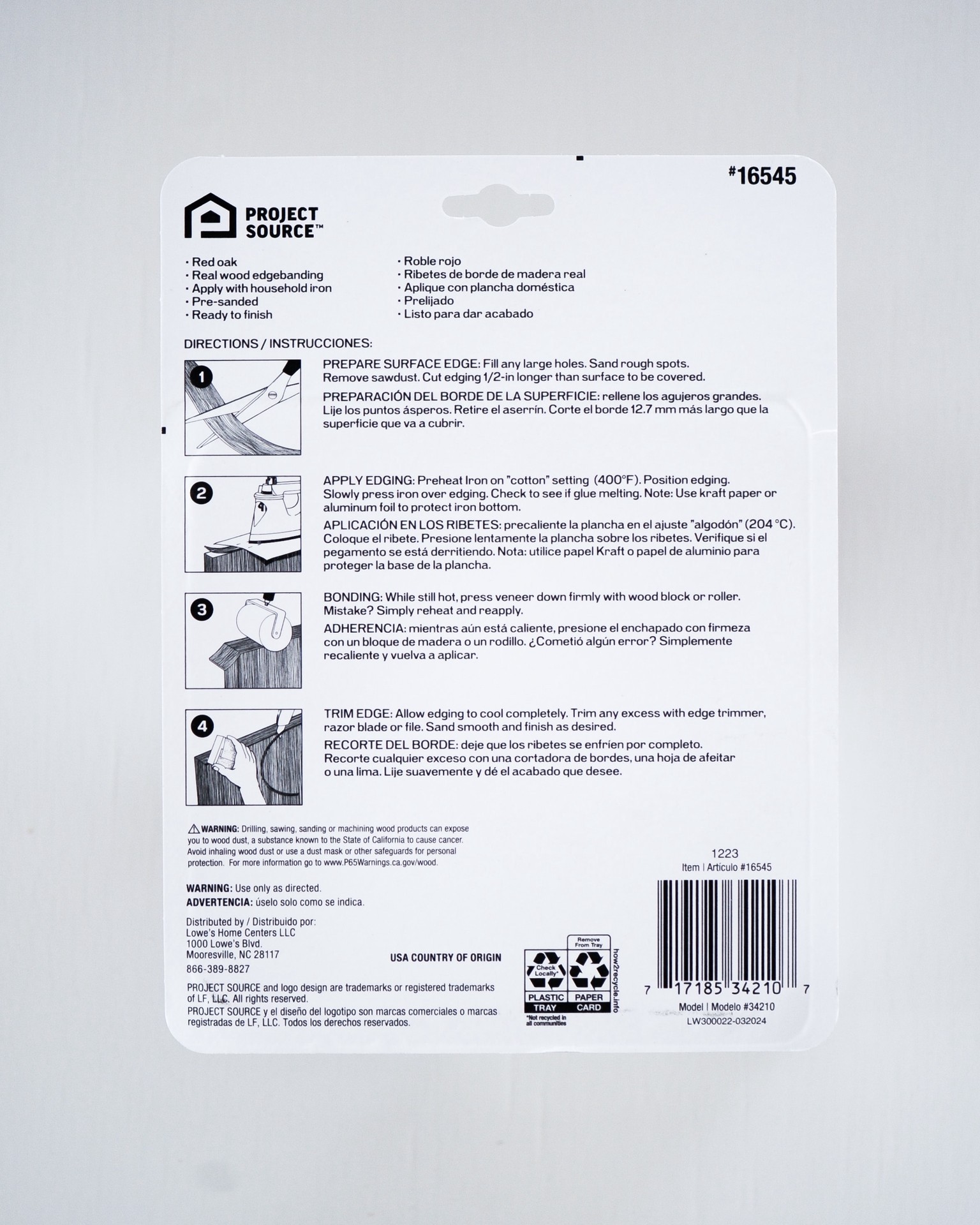 slide 5 of 5, Project Source 0.75-in x 25-ft Red oak Iron-on Veneer Edging, 1 ct