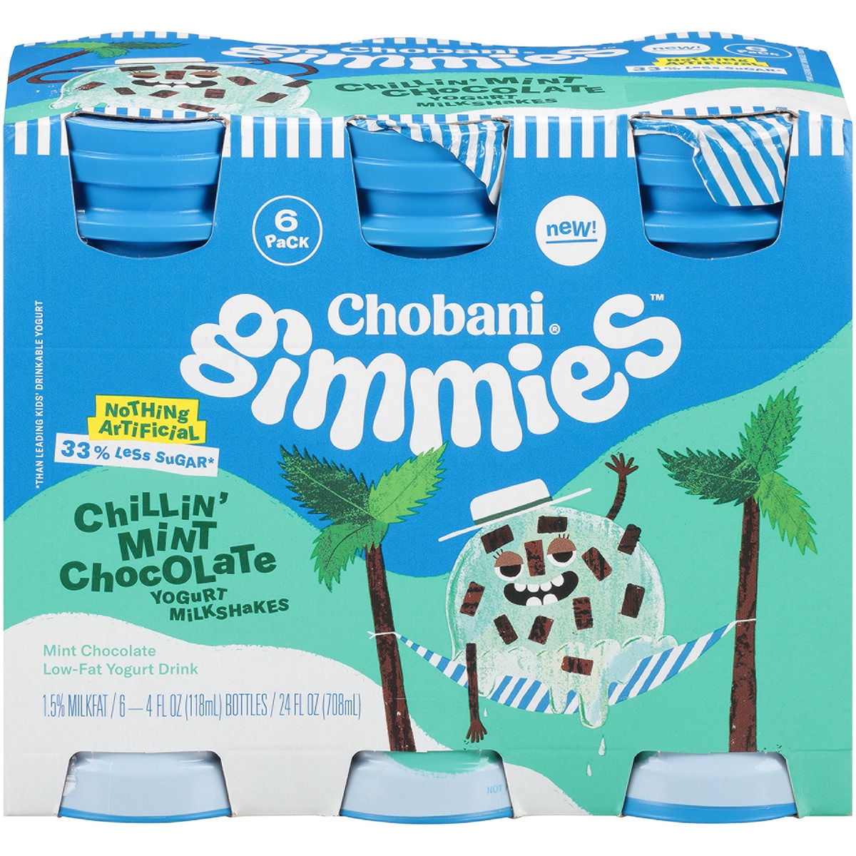 slide 1 of 1, Chobani Gimmes Chillin' Mint Chocolate Yogurt Milkshake 6-4 Fl. Oz. Bottles, 24 fl oz