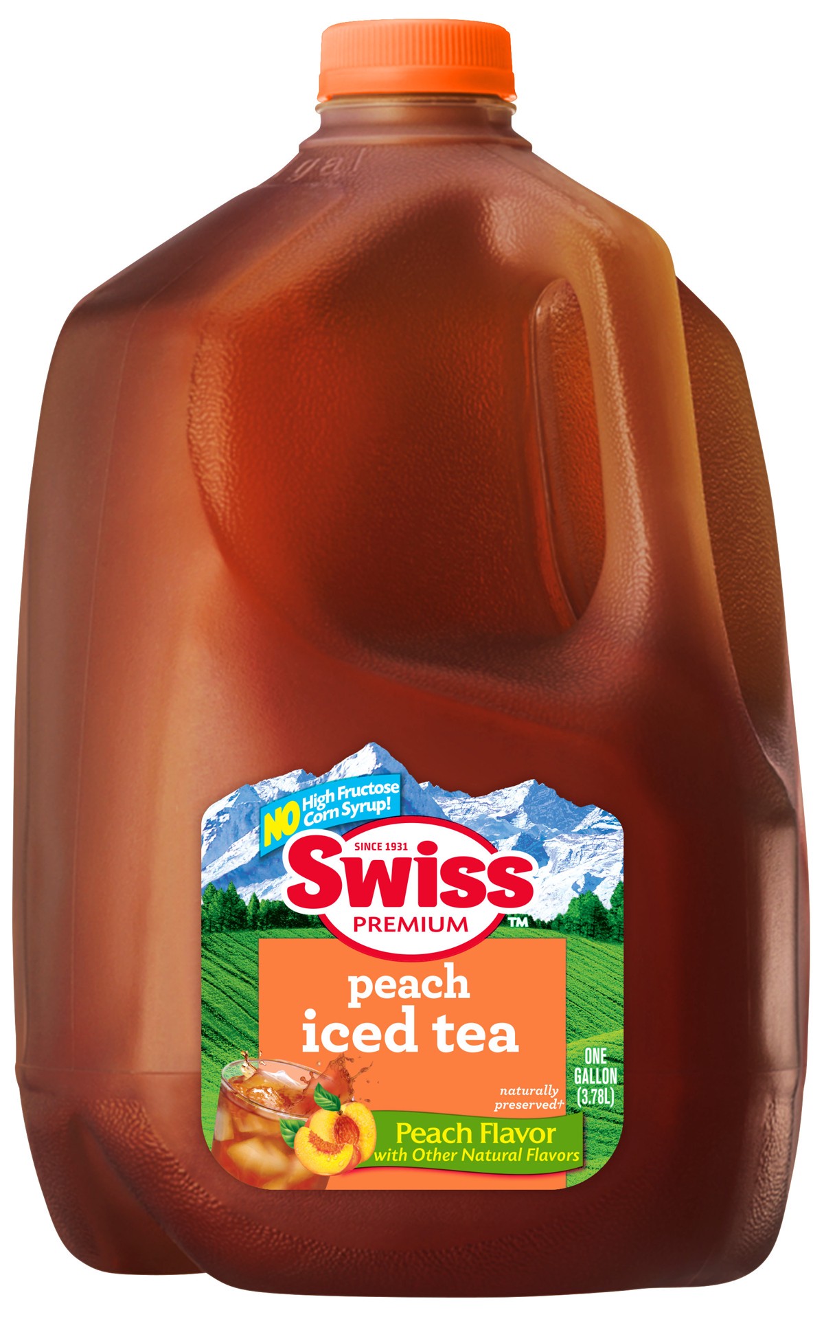 slide 1 of 4, Swiss Premium Natural Peach Iced Tea - 1 Gallon Plastic Jug - 1 gal, 1 gal