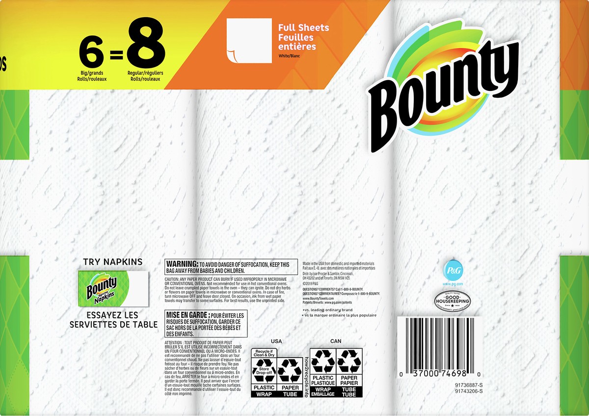 slide 4 of 5, Bounty 2-Ply Big Grands Paper Towels 6 ea, 6 ct