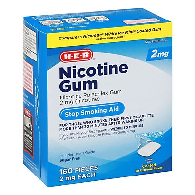 slide 1 of 1, H-E-B InControl Nicotine Gum Ice Mint 2 mg, 160 ct