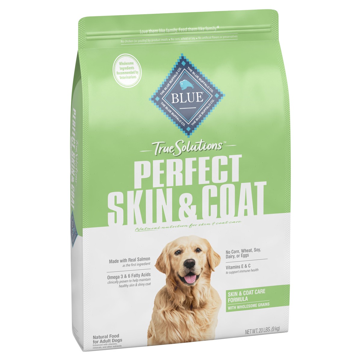 slide 2 of 8, Blue Buffalo True Solutions Perfect Skin & Coat Natural Adult Dry Dog Food, Salmon 20-lb, 20 lb