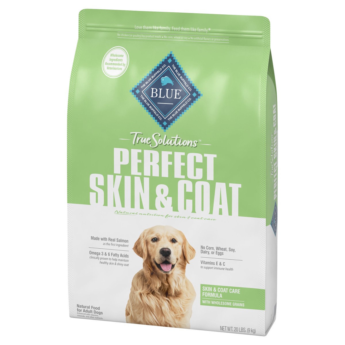 slide 8 of 8, Blue Buffalo True Solutions Perfect Skin & Coat Natural Adult Dry Dog Food, Salmon 20-lb, 20 lb