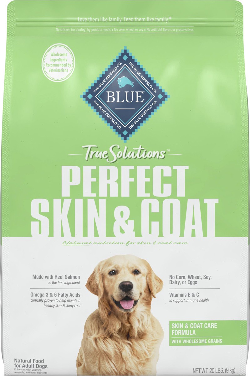 slide 7 of 8, Blue Buffalo True Solutions Perfect Skin & Coat Natural Adult Dry Dog Food, Salmon 20-lb, 20 lb