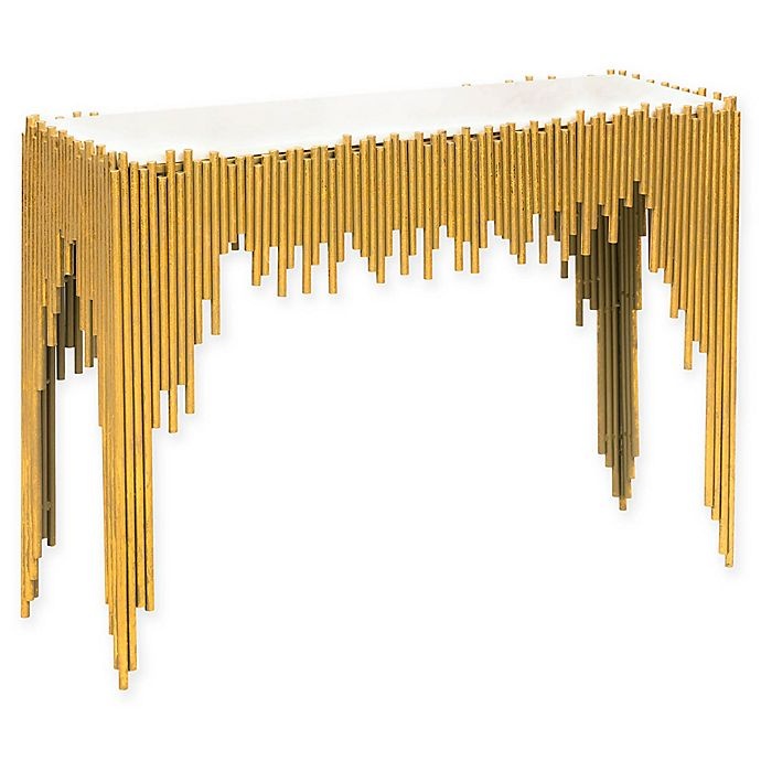 slide 1 of 6, Tov Furniture Waterfall Console Table - Gold/White, 1 ct