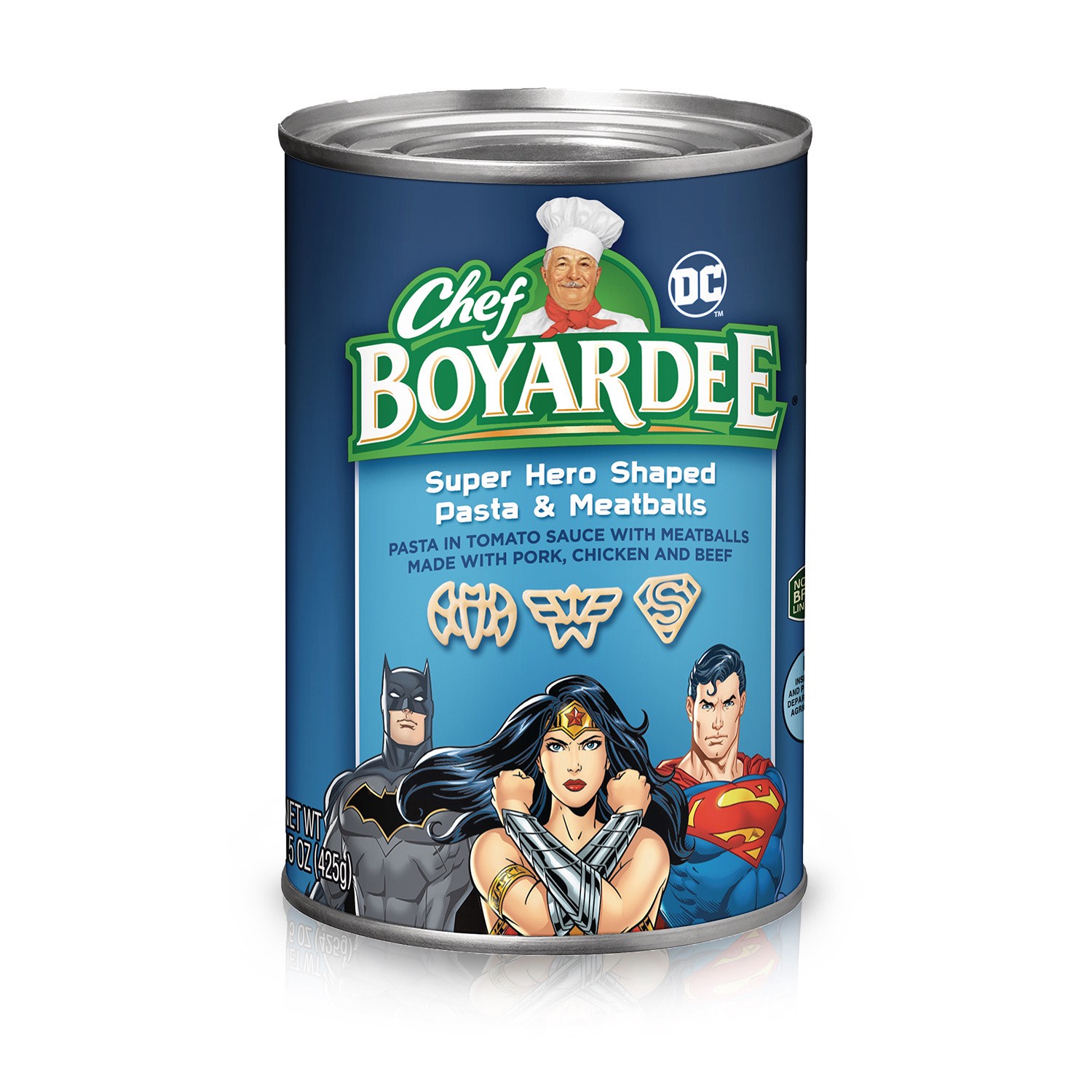 slide 1 of 5, Chef Boyardee Superhero Shapes Pasta with Meatballs in Tomato Sauce, 15 oz, 15 oz