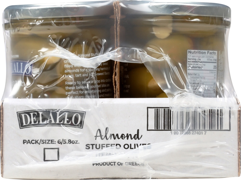 slide 1 of 1, DeLallo Almond Stuffed Olives, 5.82 oz