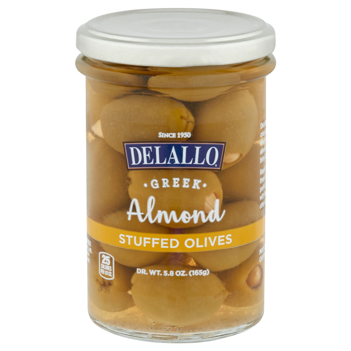 slide 1 of 10, DeLallo Almond Stuffed Olives, 5.82 oz