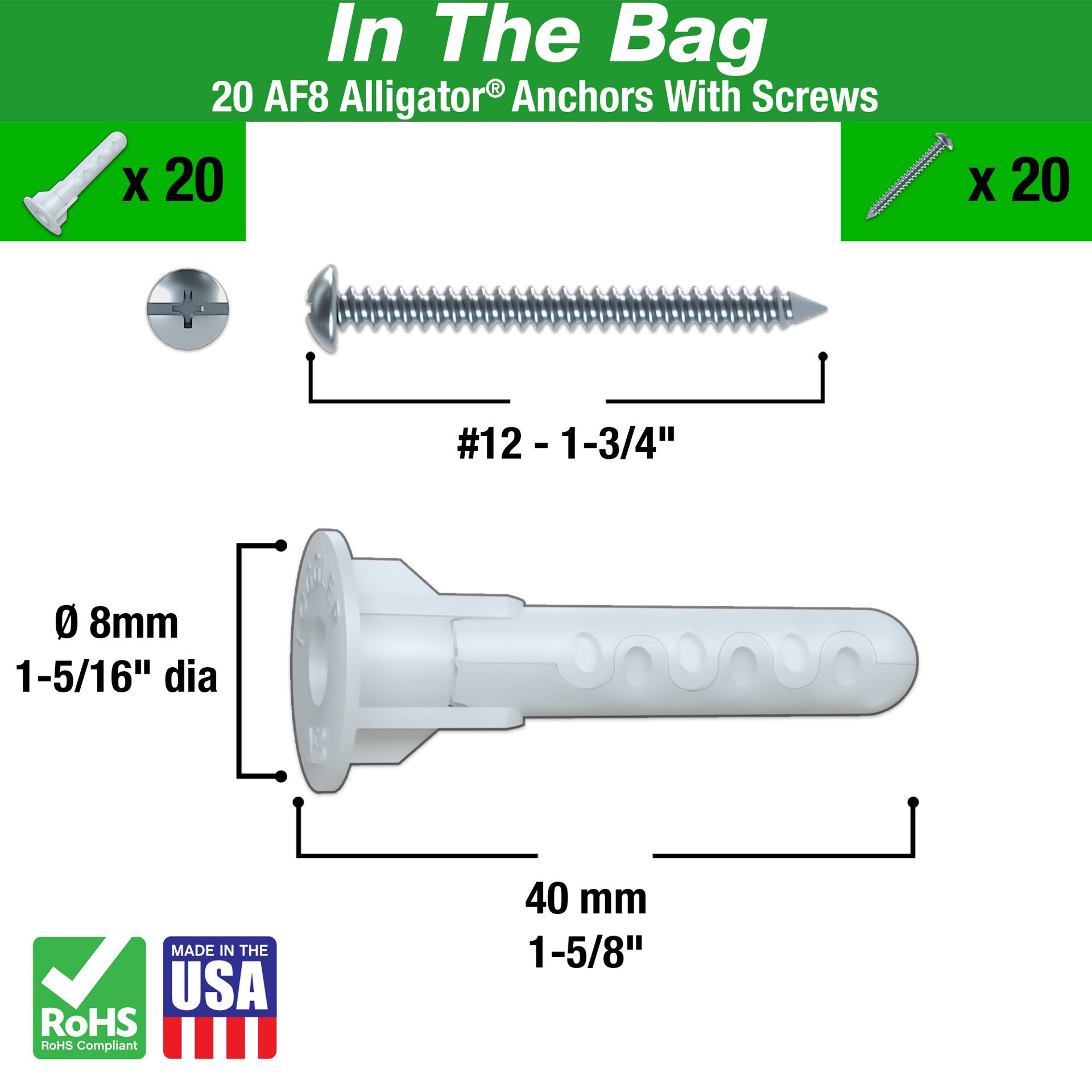 slide 2 of 6, TOGGLER 1000-lb 5/16-in x 1-5/8-in Sleeve Anchors with Screws Included 20.0 -Pack, 1 ct